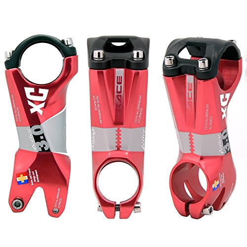 Felice Acekit Aluminum Alloy 31.8Mm 7 Degree Bicycle Stem For Road Bike Am Xc Mountain Bike With 1 1/8 Steer Tube And 1 1/4 Handlebar-Red #TOP5