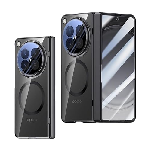 OPPO Find N6�Ή� �܂肽���݃X�}�z�P�[�X 360°�S���ʕی� �����K���X�t�B�����t�� ���C�����X�[�d�Ή� �}�O�l�b�g���ԍڃz���_�[�Ή� �X�v�����O�q���W �N���A�J�o�[ N6-DX-60415 (�u���b�N)