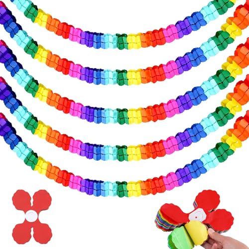 5 Stück Bunt Girlanden Papier Geburtstag Girlande Deko 3m Hängenden Partygirlanden fur Abschlussfeier Party Hochzeit Karneval Fasching Girlande Silvester