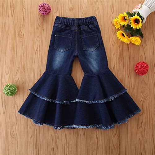 Toddler Kids Girls Jeans Flare Pants Elastic Waist Trousers Children Bell Bottom Pants 2~7 Years4