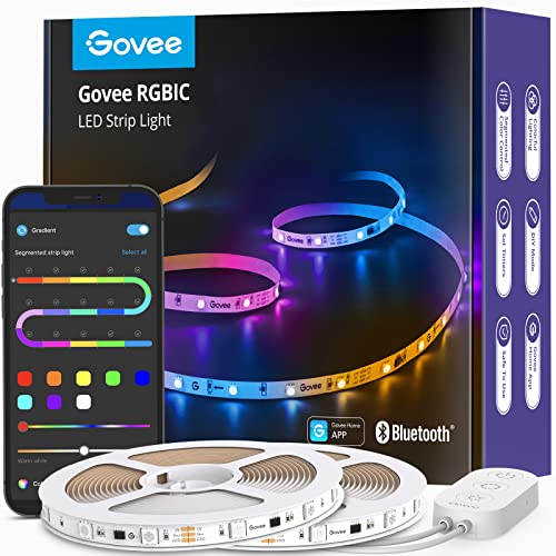 Govee RGBIC LED strip de 20 m, sincronización de música, control de segmento, 64 modos de escena, controlable por aplicación, para fiestas, hogar, dormitorio, TV, 2 rollos de 10 m