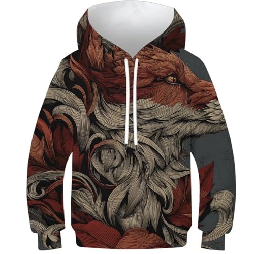 Sweat-shirt imprimé 3D renard anti-irritation pour peau sensible enfant de 9-11 ans
