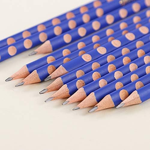 Toyvian 12Pcs Triangle Pencil Correction Writing Posture Pencil School Office Stationery Cartoon Healthy Standard Pencil for Kids Beginner (Blue)