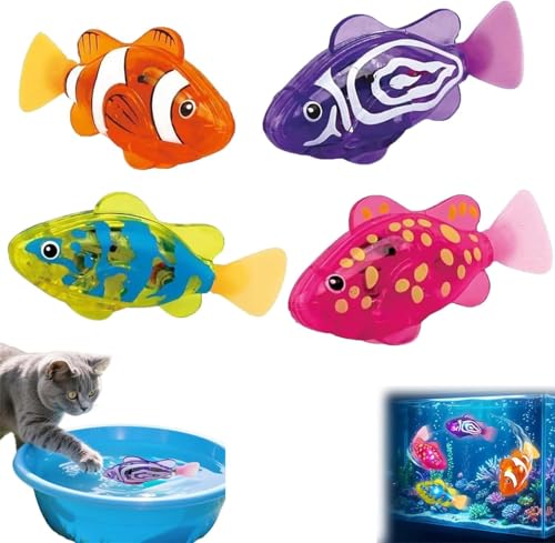 Poisson de natation lumineux magique activé par l'eau, poissons robots interactifs colorés, jouet...