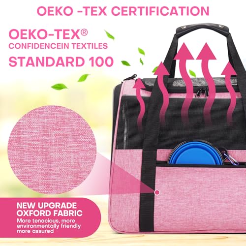 Image of JUNGYOUN Premium Cat Carrier - Pet Carrier for Cat & Small Dogs up to 15lbs - Airline Approved Travel Dog Carrier with Anti-Escape Zippers, Collapsible Travel Bowl & Padded Strap