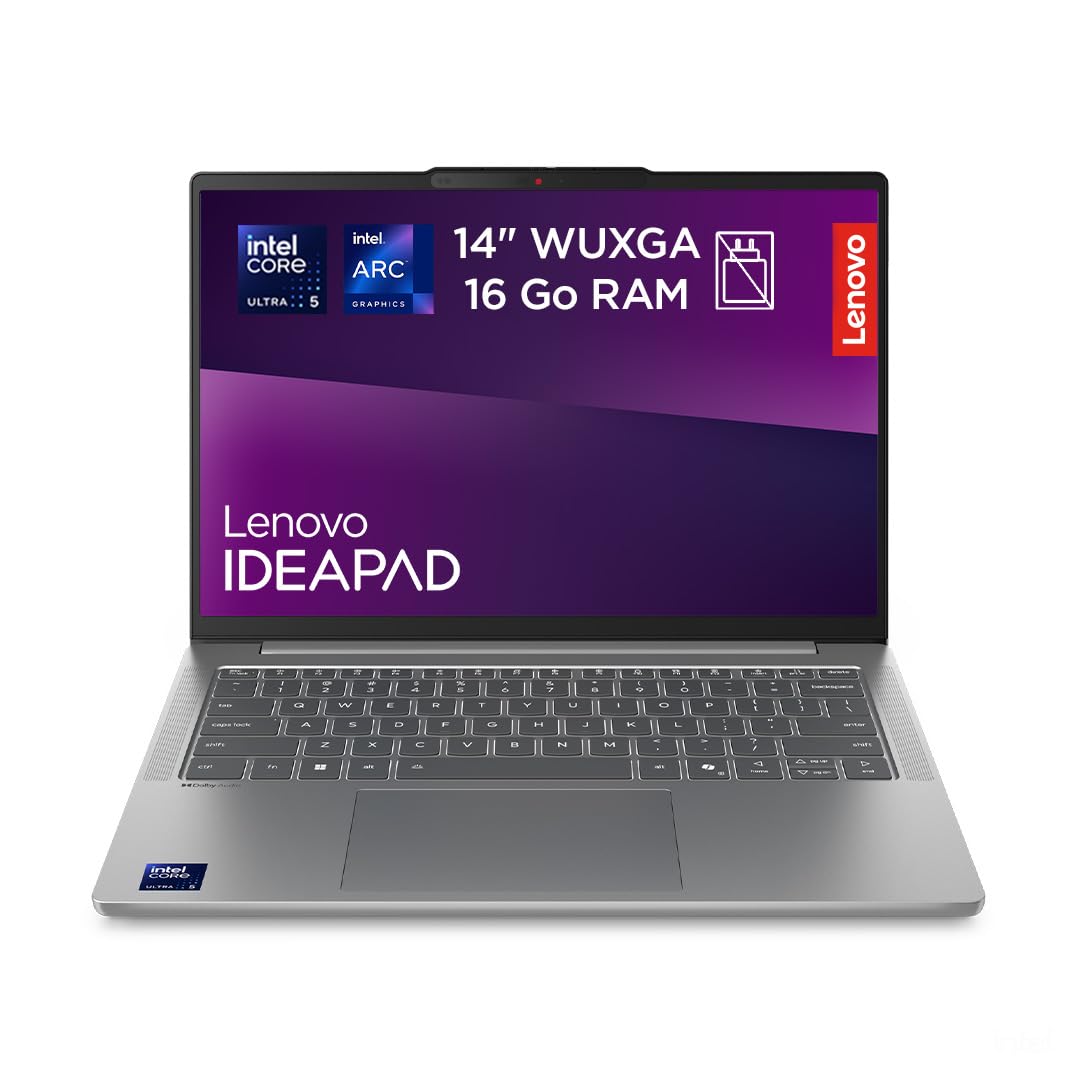 Lenovo IdeaPad Slim 5 14IMH10 - Ordinateur Portable 14'' WUXGA (Intel Core Ultra 5 135H, RAM 16Go, SSD 512Go, Windows 11 Home) Clavier AZERTY Français Non rétroéclairé - Gris