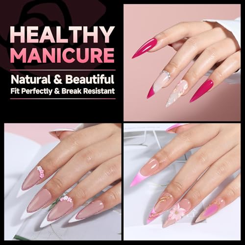 Image of UNA GELLA Long Stiletto Nail Tips, 312pcs Clear Stiletto Press On Nails