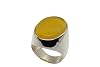Big Natural Yemeni Yellow Agate Men’s Ring | Sterling Silver 925 Handmade Aqeeq Heavy Ring 8.25