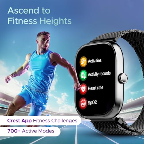 Boat Wave Sigma 3 w/Turn-by-Turn Navigation, 2.01" (5.1 cm) HD Display, BT Calling, Crest+ OS, QR Tray, Watch Face Studio, Coins, Emergency SOS Smart Watch for Men & Women(Metal Black)