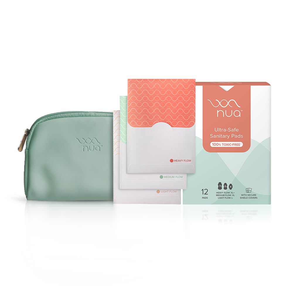 Nua Combo - 12 Ultra Safe Pads with Disposable Covers | upto 100% Leak Protection | Suitable for Every Flow | Wider back | Comfortable | Rash Free + Vegan Leather Pouch (B0CXTHC3N9) Amazon Price History, Amazon Price Tracker