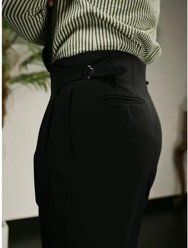 Mens Classic Casual Dress Pants Expandable Waist Suit Pant Slim Fit Trousers4