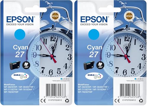 Cartouche Cyan 27 Epson C13T27024012 pour corriger les impressions ternes