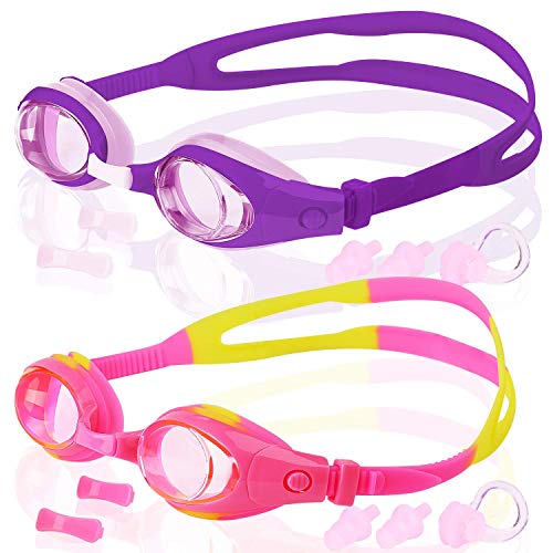 COOLOO Kids Swim Goggles, Pack of 2, Swimming Glasses for Children Youth