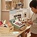 PairPear Wooden Toy Cash Register,Kids Pretend Play Money Counting Toys with Scanner and Credit Card,Toddler Cashier Toy Grocery Play Food Accessory for Pre-School Gift Boys Girls 3+