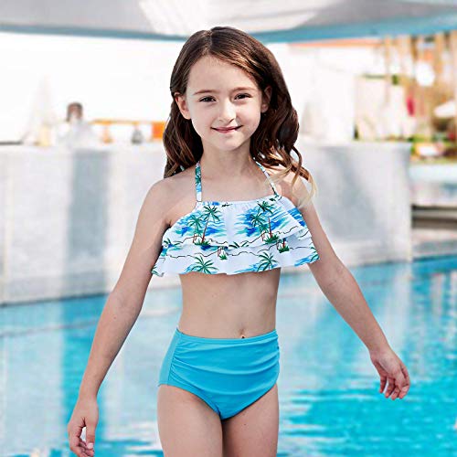 Image of Girls Two Piece Bikini Swimsuits Hawaiian Floral Bathing Suit for Kids Summer Beach Swimwear Set 3-16 Years