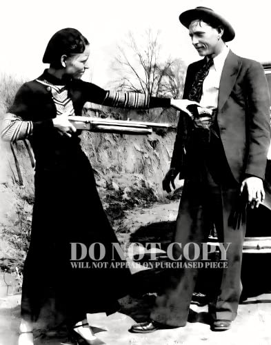 Portrait Bonnie et Clyde photo rare 1934 art gangsters US