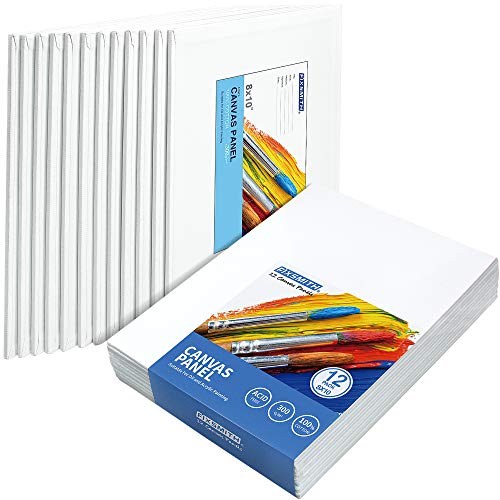 FIXSMITH Canvas Panels 12 Pack - 8x10 Inch Painting Canvas Panel Boards - Super Value Pack - Artist Canvas Board for Painting.