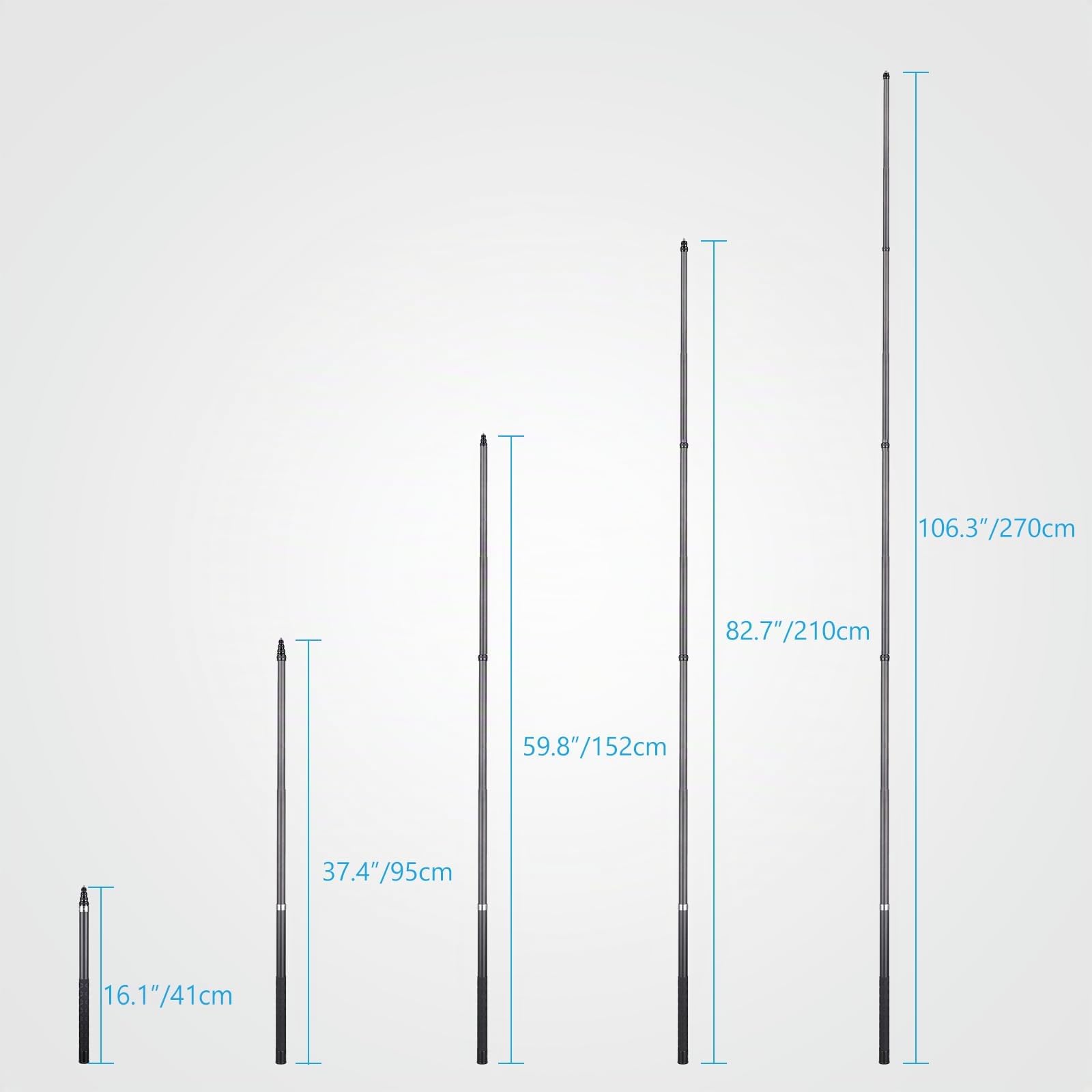 ARTCISE Bastone per selfie in fibra di carbonio da 270 cm ER270 - Asta di prolunga monopiede per fotocamera GoPro Hero, GoPro, per DJI Osmo Action, per fotocamera