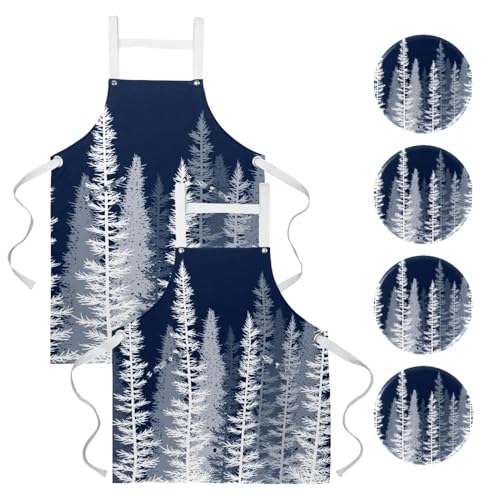 Tablier de cuisine forêt de naissance lot de 2 avec 4 broches incluses