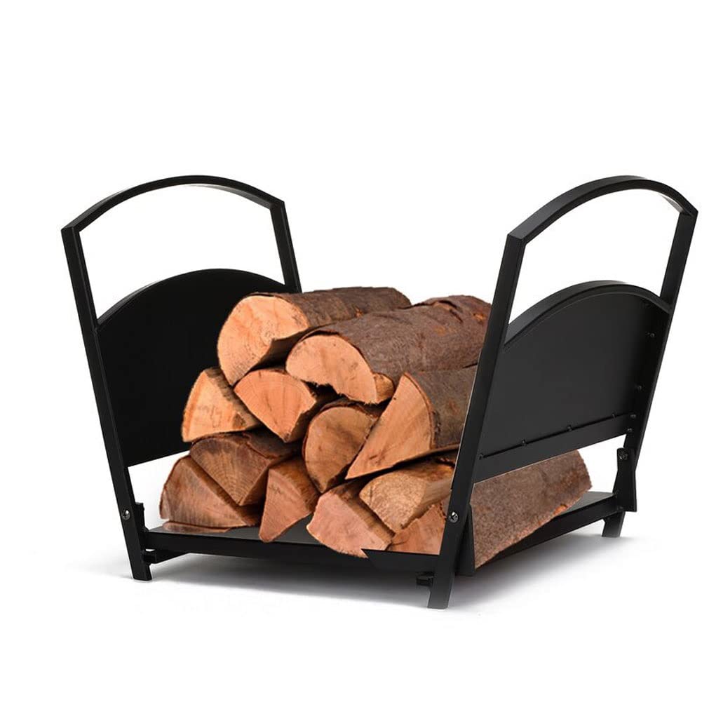 Range-bûches double stockage avec porte-bois d'allumage pour cheminée et brasero