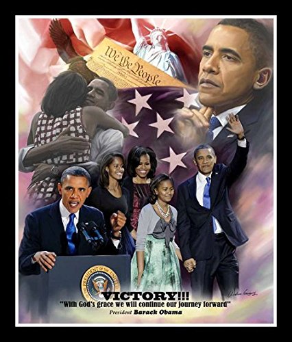 Wishum Gregory Victory: Barack Obama Commemorative Art Print, 10x8 Inches, Black Frame