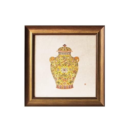 Hongfengtang Asian Art Prints Chinese Wall Decor,Faience (Painted Porcelain) Oriental Framed Print (Faience) #TOP21