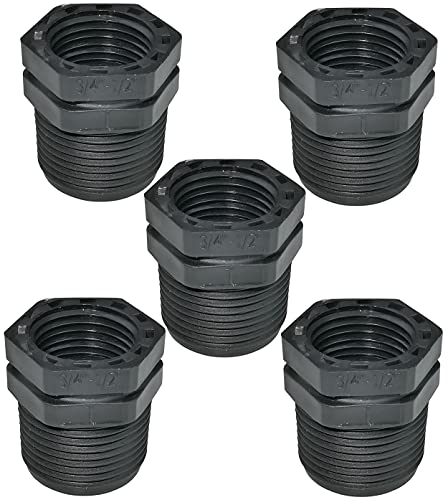 AERZETIX - Lot de 5 Réductions Plastiques Mâle/Femelle 3/4''x1/2'' à Butée Intérieure à Visser - Mamelon Réduit 10 Bars - Raccord pour Tuyau d'Arrosage