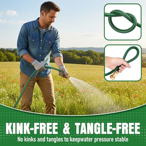 Image of Garden Hose 25 ft, Non-Expanding Lightweight Kink-Free Flexible Water Hose