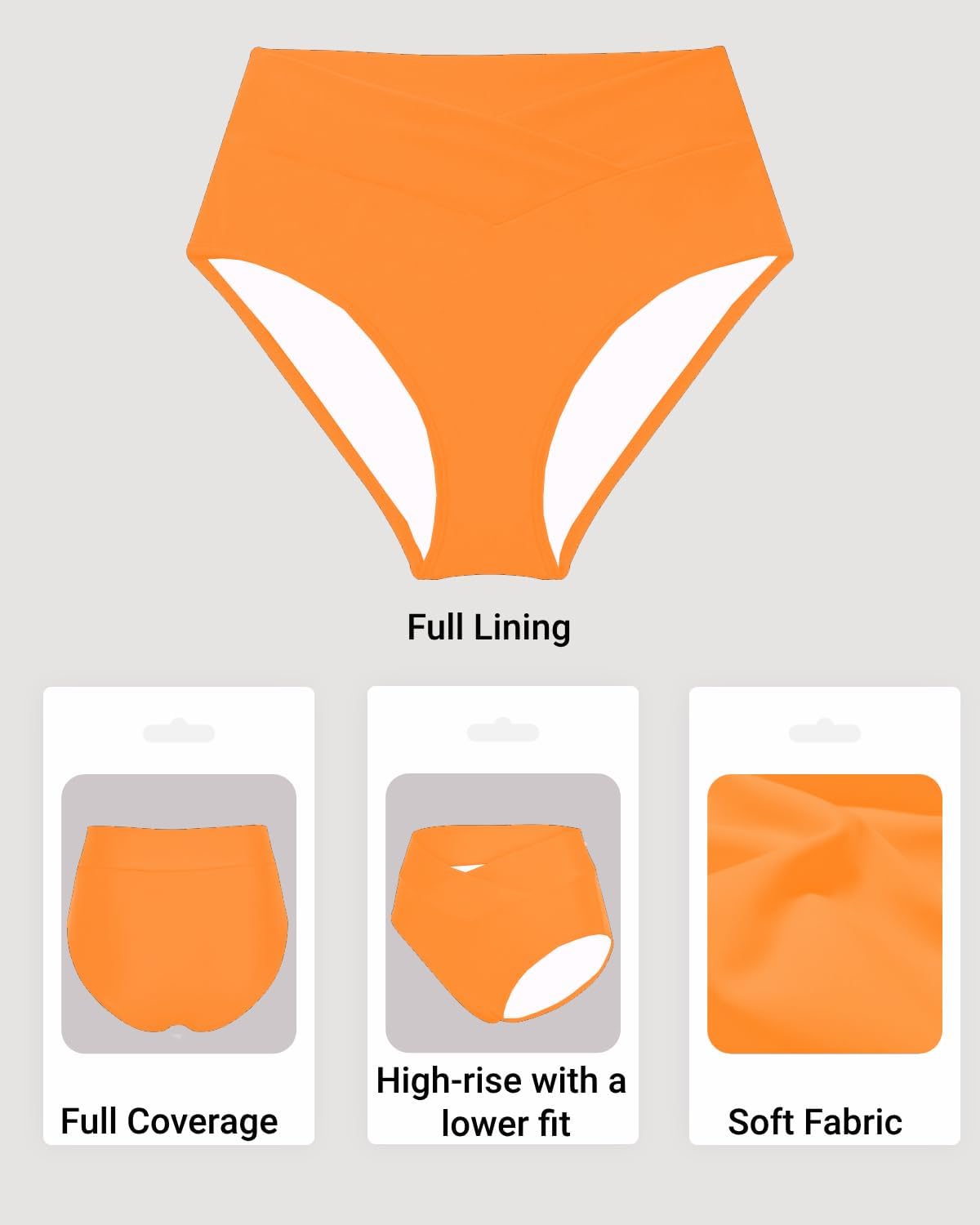 Women V Cut Full Coverage Bikini Bottom - High Waist Swim Bathing Suit Bottoms Cross V Front Swimsuit - Image 4