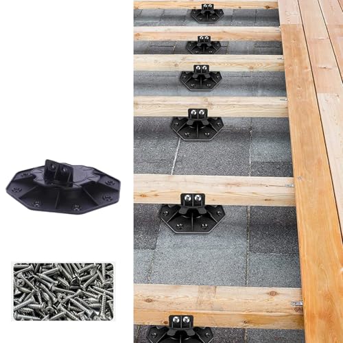 30 soportes para vigas de suelo y terrazas con 60 tornillos de altura ajustable de 18 mm a 30 mm, soporta 600 kg (1324 libras), ganchos resistentes para vigas de cubierta y suelos al aire libre