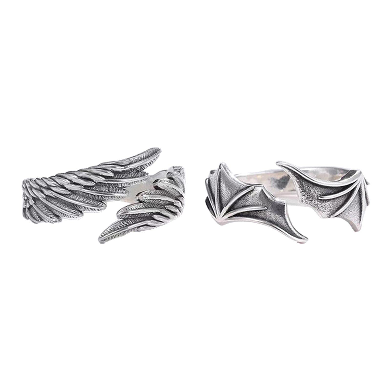 Loom Tree Angel Demon Wing Couples Rings Men Women Adjustable Size Wedding Jewelry | Mens Jewelry | Rings (B09ZPKCR59) Amazon Price History, Amazon Price Tracker