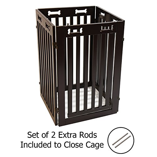 image for Arf Pets Free Standing Wood Dog Gate with Walk Through Door, Expands U