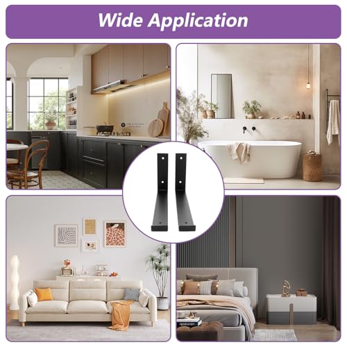 Équerre murale robuste 30 cm MIVIDE lot de 4 pour charge lourde noire
