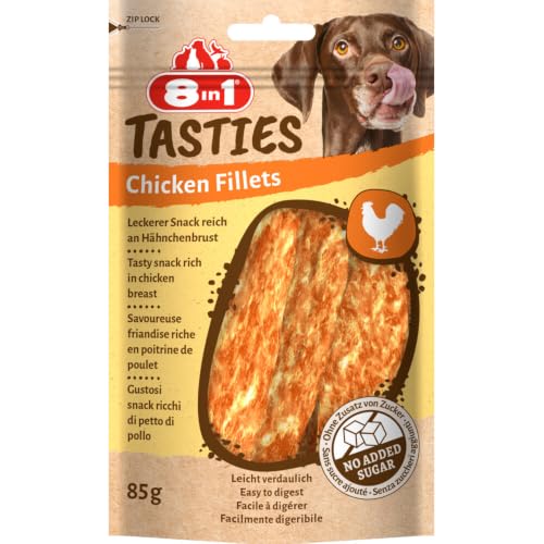 8in1 Tasties Chicken Fillets Hunde-Snack - getreidefreie Leckerlis aus köstlicher Hähnchenbrust, 85 g
