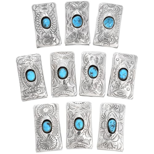 Navajo Turquoise Hammered Silver Money Clip Sterling Design on German Silver 02413