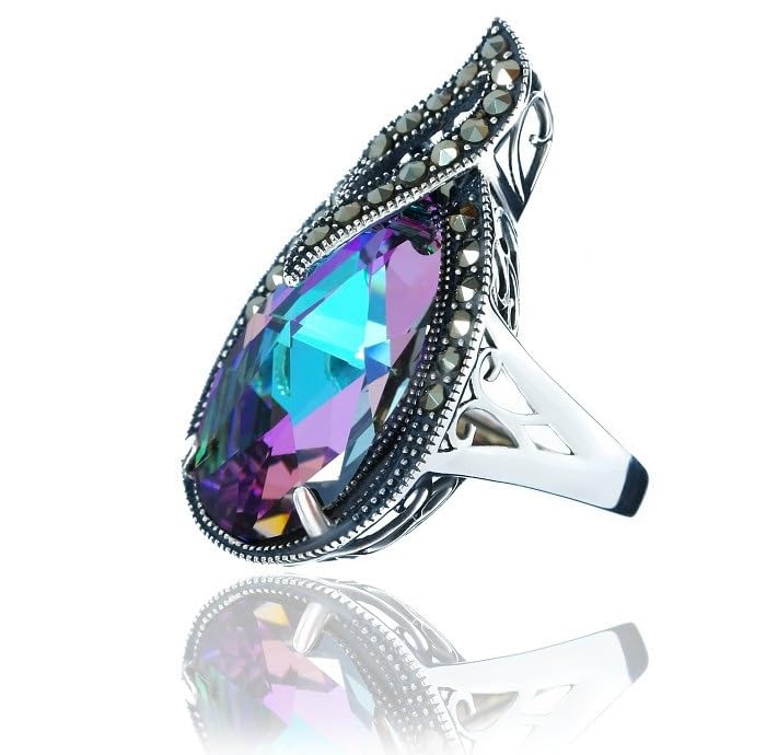 Bague cristaux originaux vitrail argent sterling 925 authentique avec certificat