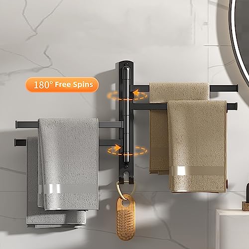 Porte-serviettes sans perçage à 5 bras rotatifs pour un séchage rapide et optimal
