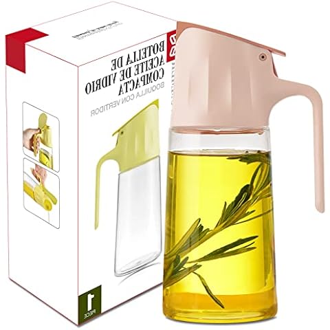 ElementalKitchen Ölspender aus Glas, tropffreier Ölspender, schwerkraftgesteuerter Deckel Cover