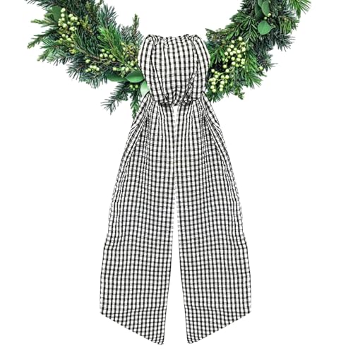 Ftuuo Black Buffalo Plaid Wreath Sash for Front Door Seersucker Wreath Satin Sash Burlap Garland Ribbon Accessories for Wreath Yard Doorway Indoor Outdoor Bow Bridal Shower Home Decor,5.1 x 54.3