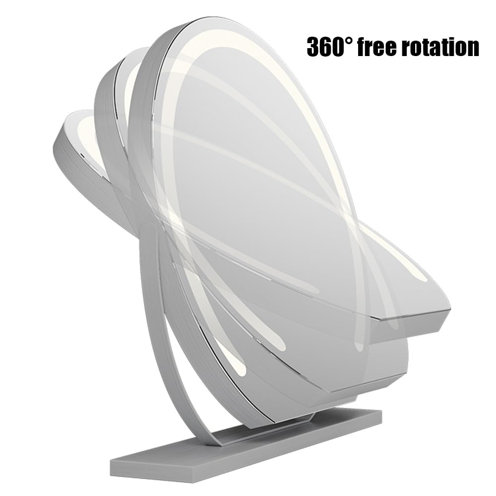 Smart Touch Control Ty-Spiegel mit Lichtern, 360° drehbar, 3 Helligkeitsstufen (weiß/natur/warm), Größe 62 x 58 cm, perfekt für Make-up und Pflege