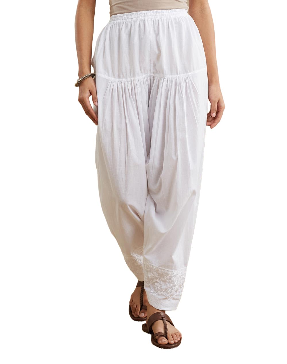 White Cotton Chikankari Salwar-image-37