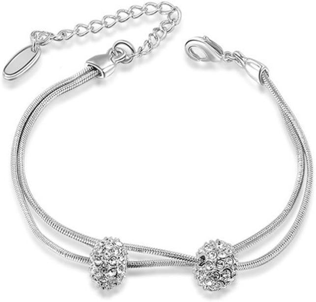 Hitaocity 18k Gold Plated Hand Chain Charm Bracelet Bling Bling S Type CZ Cubic Zirconia Link Bracetet