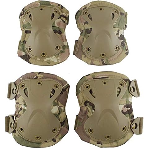 Tactical Camo Knee Pads and Elbow Pads Set for Airsoft Paintball Hunting Army Skate Outdoor Sports Cover
