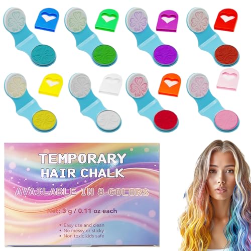 WUSJCOF 8 Piezas de Polvo para el Cabello, Spray de Colores Lavable, Tinte Temporal para Niñas, Niños y Adolescentes，Tizas de color para el pelo(5-15 Años)