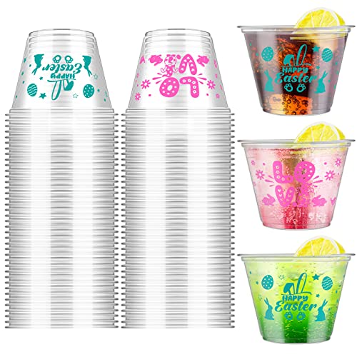 80 Pcs Happy Easter Disposable Clear Plastic Cups Happy Easter Cups Easter Bunny And Easter Eggs Cups Happy Easter Plastic Cups For Easter Decor, Drink Ware For Beer Beverage Ice Cream Snacks (9 Oz) #TOP15