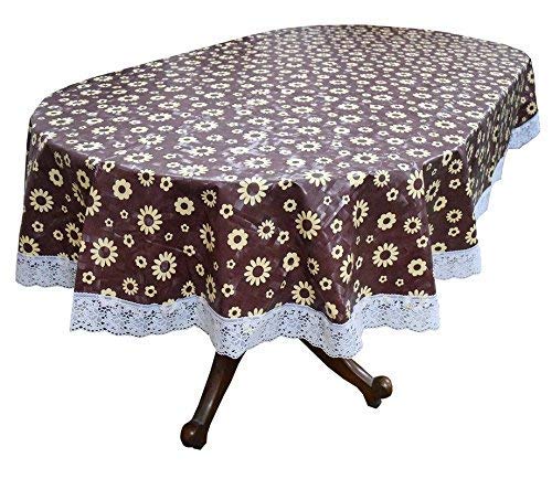 CASA-NEST Thick PVC Plastic flowered Printed Oval Waterproof Easy to Clean Dining Table Cover, 4-6 Seater Size-54-78, Multicolor – printed008