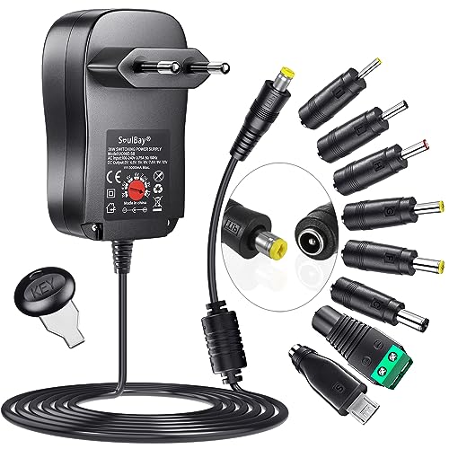 Alimentatore 12V 2A Universale Zolt Con 9 Spine DC | 24W Max Per Elettronica | Protezioni Integrate