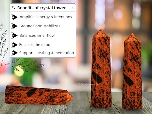 Image of Crystal Heaven Mahogany Obsidian Crystal Tower Obelisk Point For Chakra, Healing And Balancing - Aaa Grade Original Certified Gemstone Agate For Reiki Meditation Yoga Spiritual (3-4 Inches)