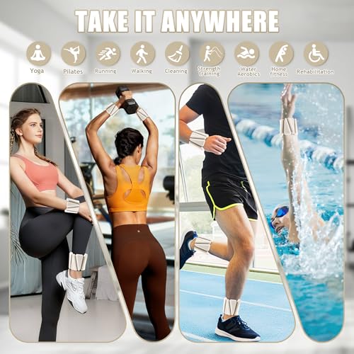 Image of BECOJADDE Ankle Weights for Women Wrist Weights Set of 2 (1 lb /2 lb Each) Adjustable Arm Leg Weight for Womens Men Suitable for Walking Swimming Running Pilates Yoga Gym