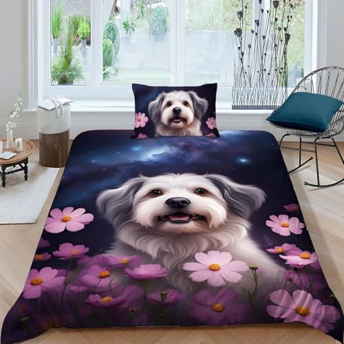 Parure chiot étoilé imprimé 3D en microfibre premium 135x200cm - 3